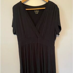 L.L. Bean Black V-Neck A-Line Dress